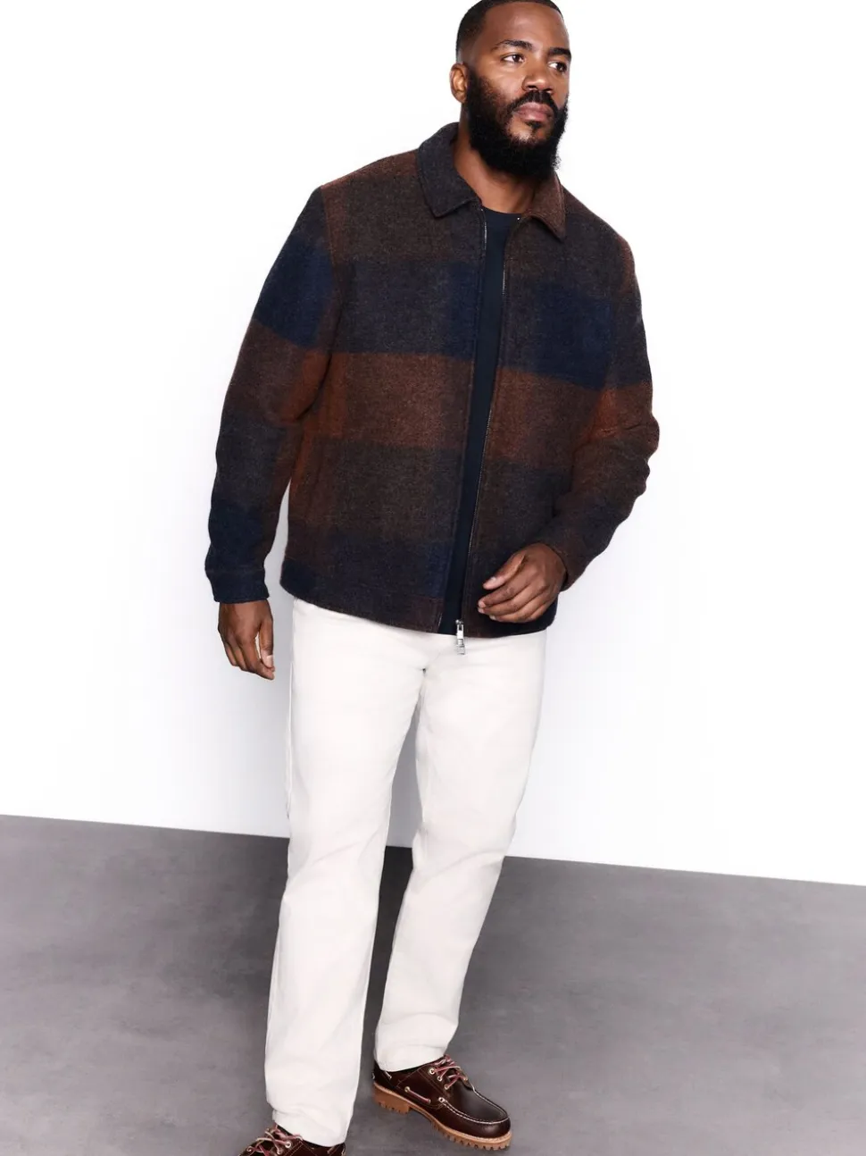 Orange/Navy Italian Fabric Buffalo Check Jacket with Wool