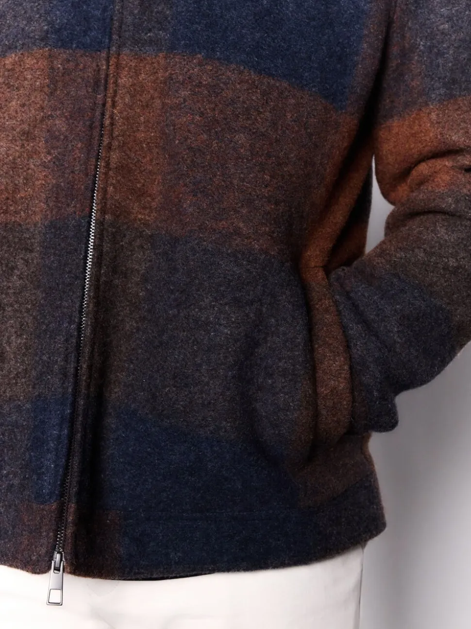 Orange/Navy Italian Fabric Buffalo Check Jacket with Wool