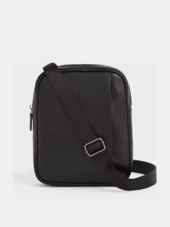 Osprey London Black Carter Saddle Leather Small Messenger Bag