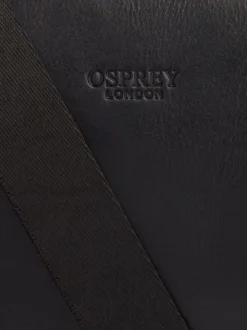 Osprey London Black Carter Saddle Leather Small Messenger Bag