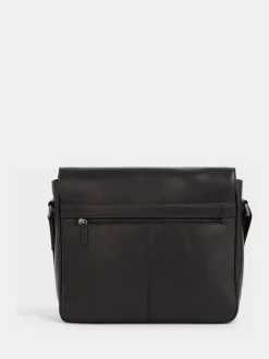 Osprey London Black Carter Saddle Leather Large Messenger Bag