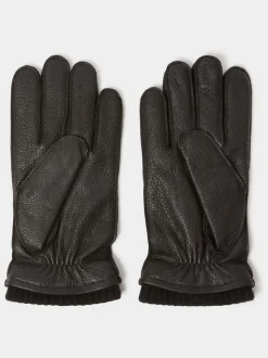 Osprey London Black The Alfie Leather Gloves