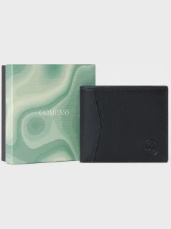 Osprey London Black The Compass Leather Card Wallet