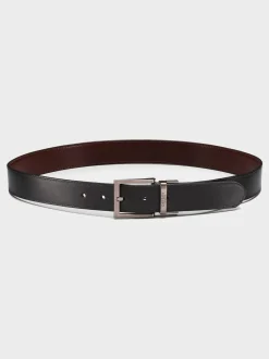 OSPREY LONDON Black The Crawford 3.5cm Reversible Leather Belt