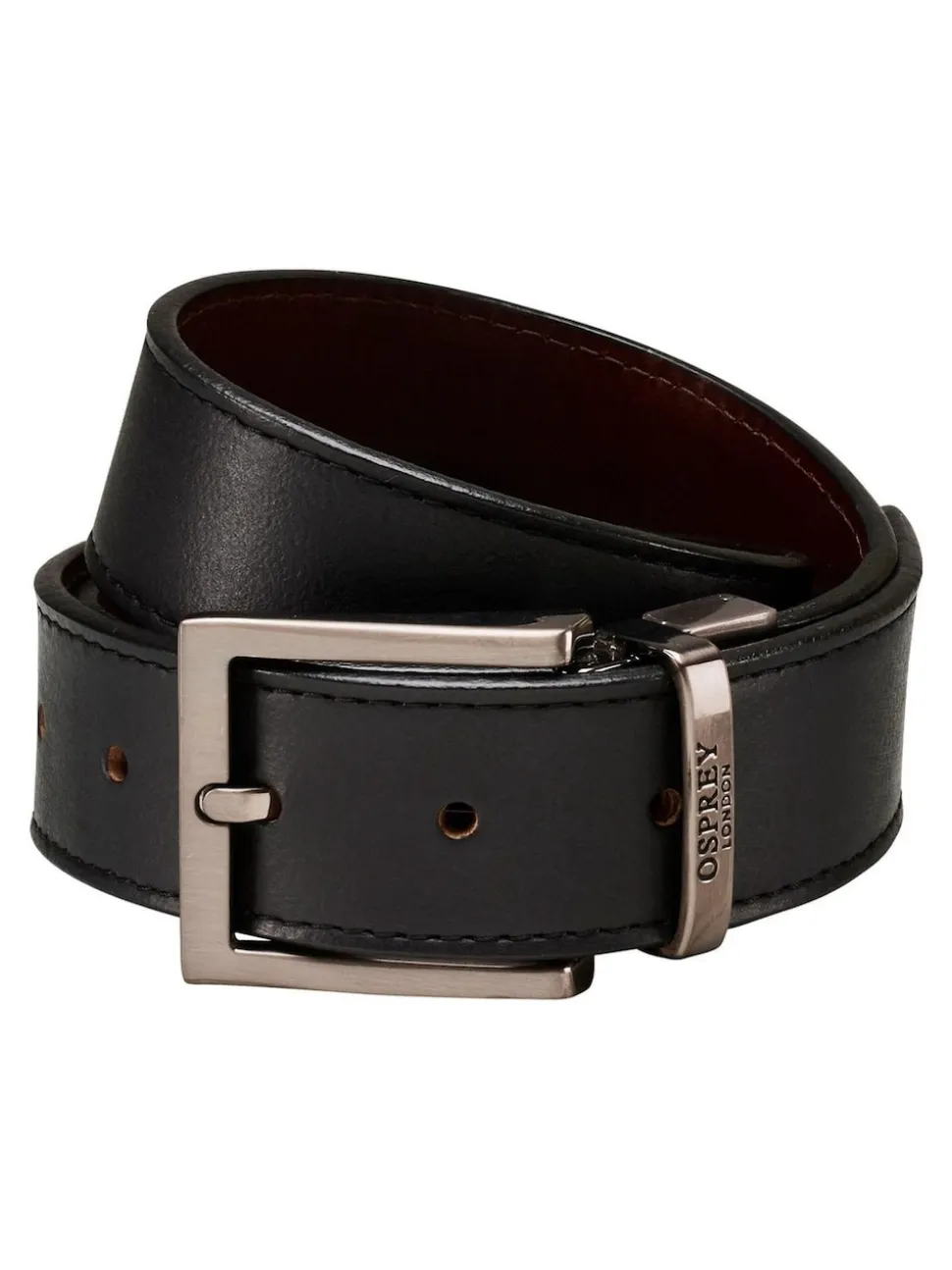 OSPREY LONDON Black The Crawford 3.5cm Reversible Leather Belt