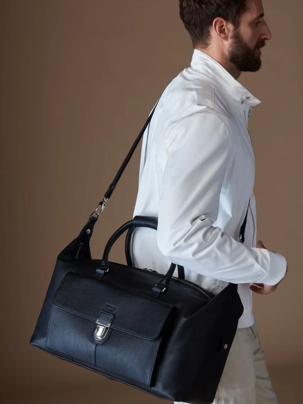 Osprey London Black The Forest Leather Weekender Bag