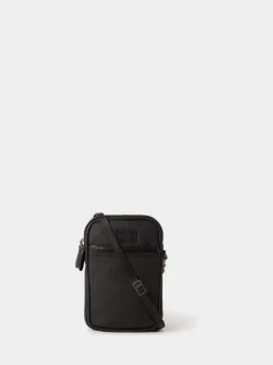 Osprey London Black The Grantham Waxed Canvas & Leather Phone Bag