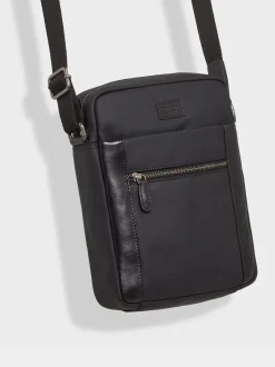 Osprey London Black The Small Grantham Waxed Canvas And Leather Messenger Bag