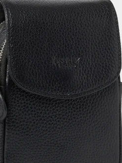 Osprey London Black The Sprinter Leather Phone Bag