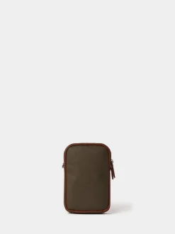 Osprey London Green The Grantham Waxed Canvas & Leather Phone Bag