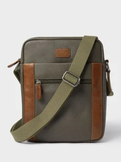 Osprey London Green The Small Grantham Waxed Canvas And Leather Messenger Bag
