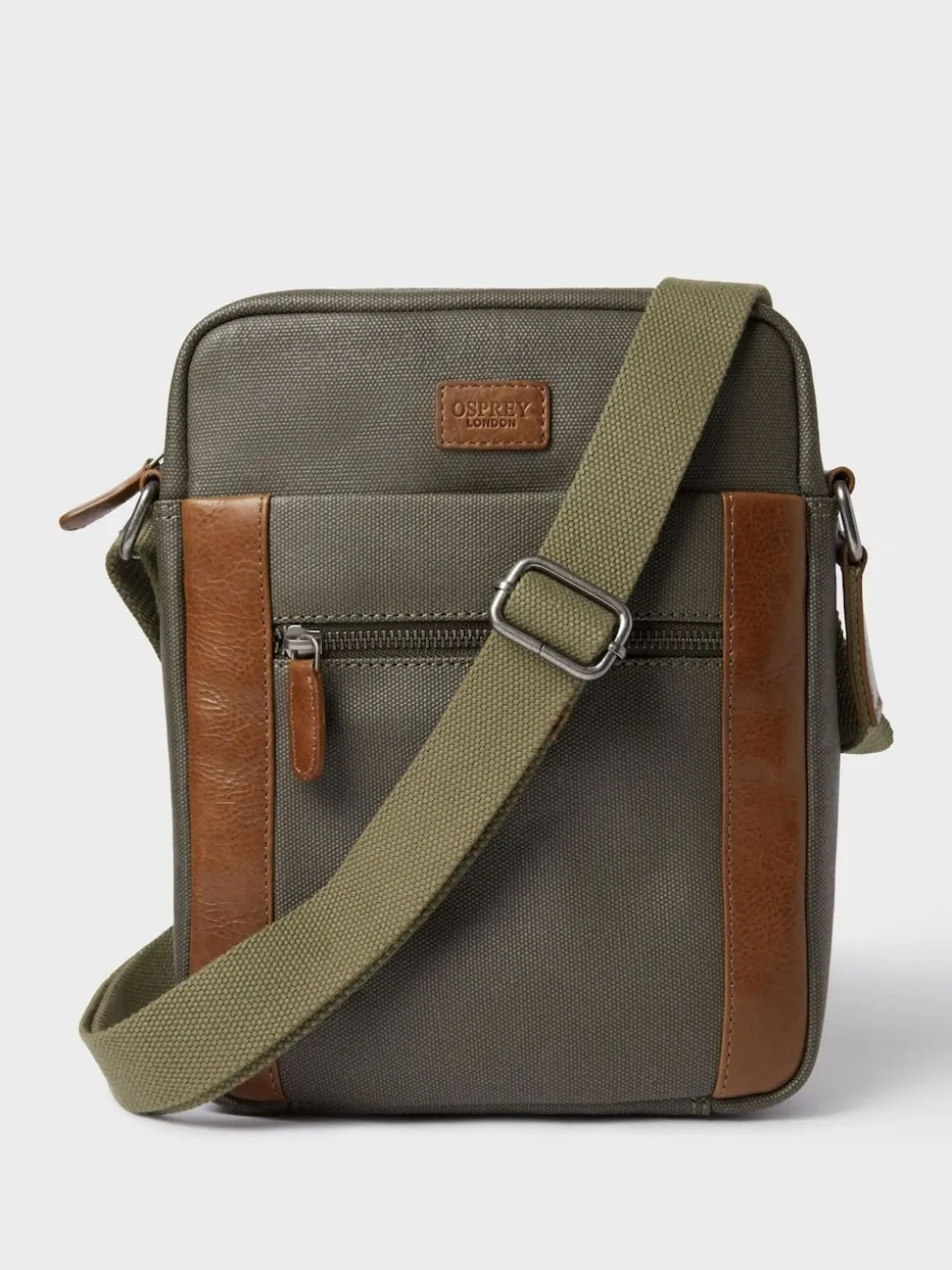 Osprey London Green The Small Grantham Waxed Canvas And Leather Messenger Bag