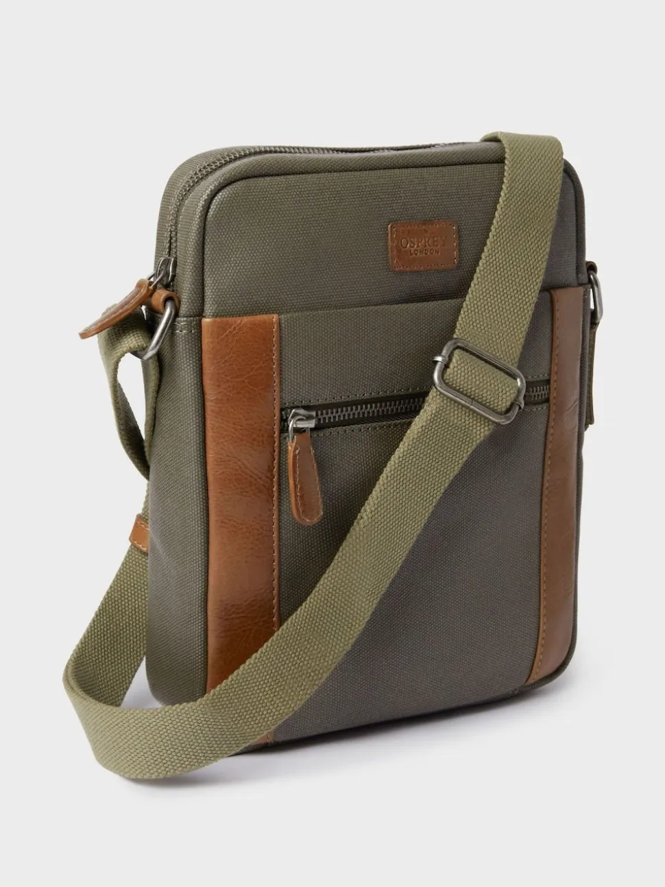 Osprey London Green The Small Grantham Waxed Canvas And Leather Messenger Bag