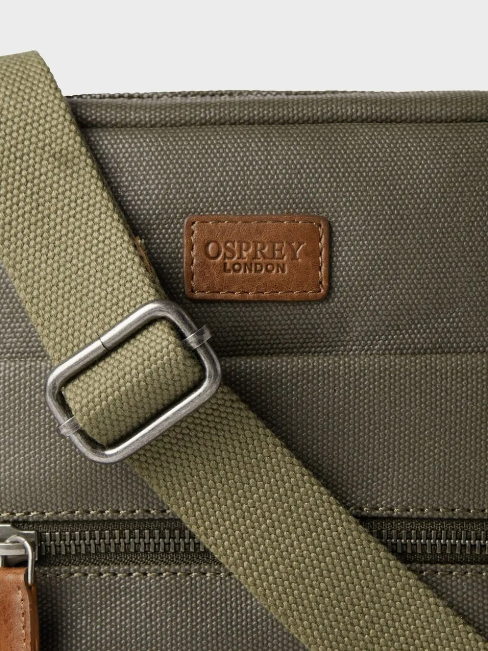 Osprey London Green The Small Grantham Waxed Canvas And Leather Messenger Bag