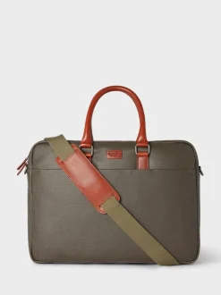 Osprey London Green Waxed Canvas & Glazed Calf Leather Grantham Laptop Bag