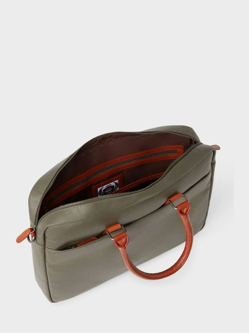 Osprey London Green Waxed Canvas & Glazed Calf Leather Grantham Laptop Bag