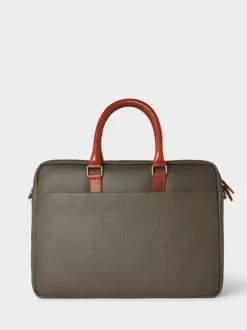 Osprey London Green Waxed Canvas & Glazed Calf Leather Grantham Laptop Bag
