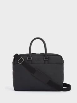 Osprey London Grey & Black Waxed Canvas & Glazed Calf Leather Grantham Laptop Bag