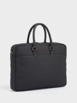 Osprey London Grey & Black Waxed Canvas & Glazed Calf Leather Grantham Laptop Bag