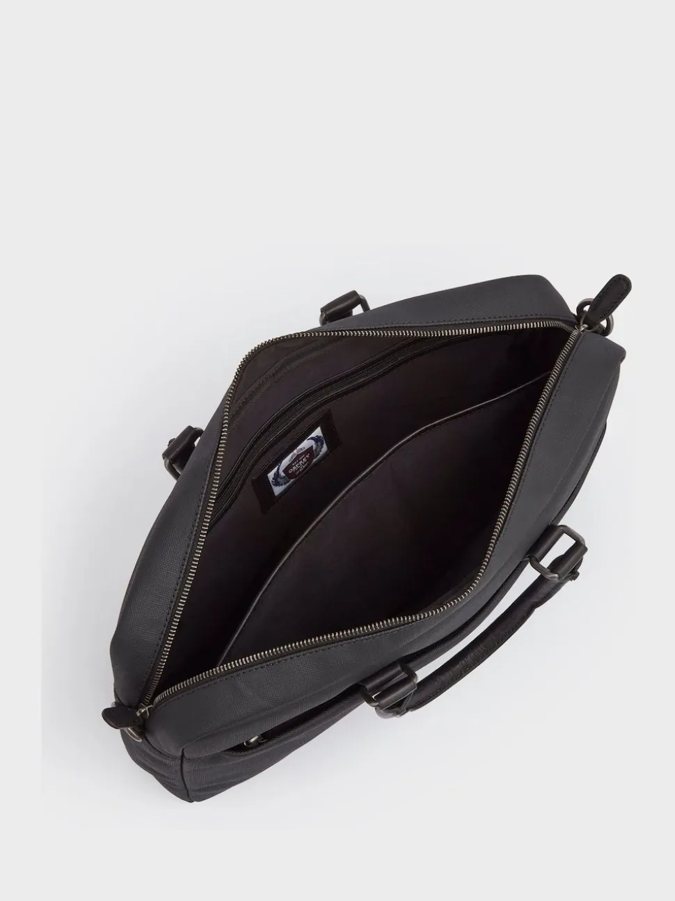 Osprey London Grey & Black Waxed Canvas & Glazed Calf Leather Grantham Laptop Bag