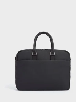 Osprey London Grey & Black Waxed Canvas & Glazed Calf Leather Grantham Laptop Bag