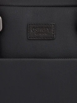 Osprey London Grey & Black Waxed Canvas & Glazed Calf Leather Grantham Laptop Bag