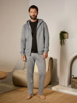 Pale Grey Brushback Heavyweight Open Joggers