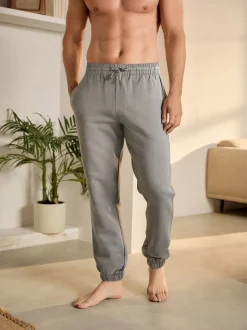 Pale Grey Cuffed Brushback Heavyweight Open Joggers