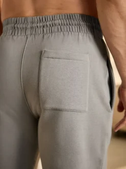 Pale Grey Cuffed Brushback Heavyweight Open Joggers