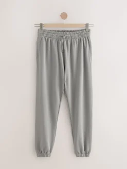 Pale Grey Cuffed Brushback Heavyweight Open Joggers