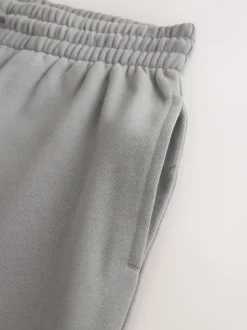 Pale Grey Cuffed Brushback Heavyweight Open Joggers
