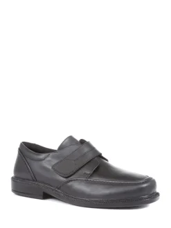 Pavers Adjustable Wide Fit Black Leather Shoes