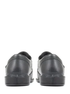 Pavers Adjustable Wide Fit Black Leather Shoes