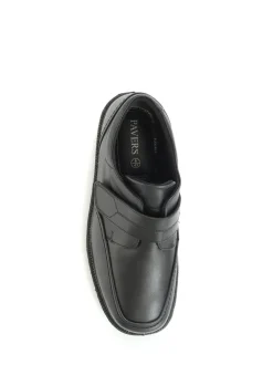 Pavers Adjustable Wide Fit Black Leather Shoes