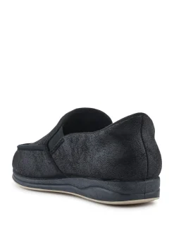 Pavers Black Extra Wide Memory Foam Slippers