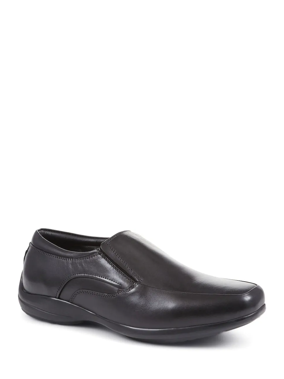 Pavers Black Leather Gents Slip-On Casual Shoes