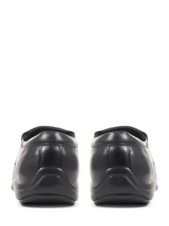 Pavers Black Leather Gents Slip-On Casual Shoes