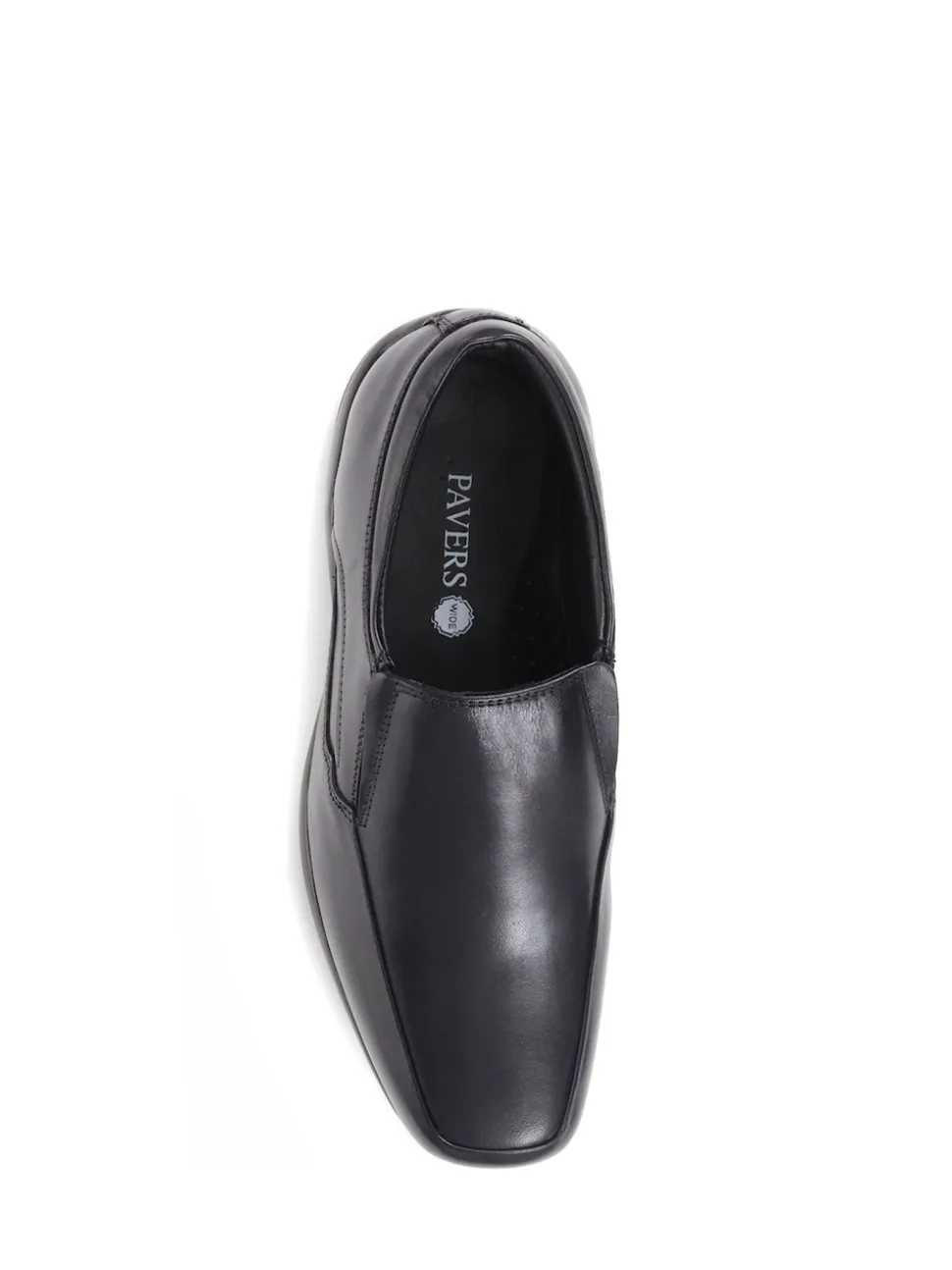 Pavers Black Leather Gents Slip-On Casual Shoes