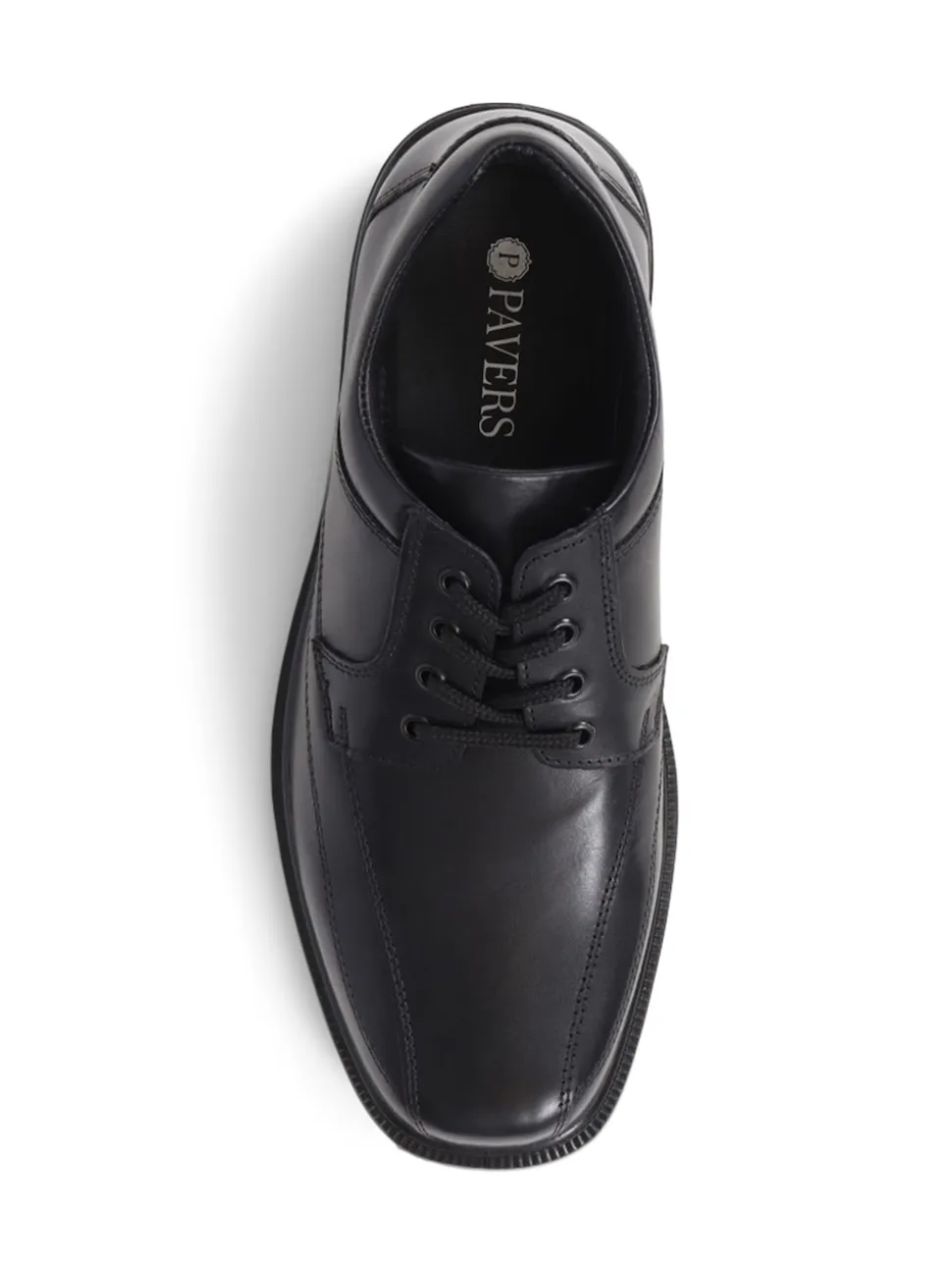 Pavers Black Leather Lace-Up Smart Black Shoes