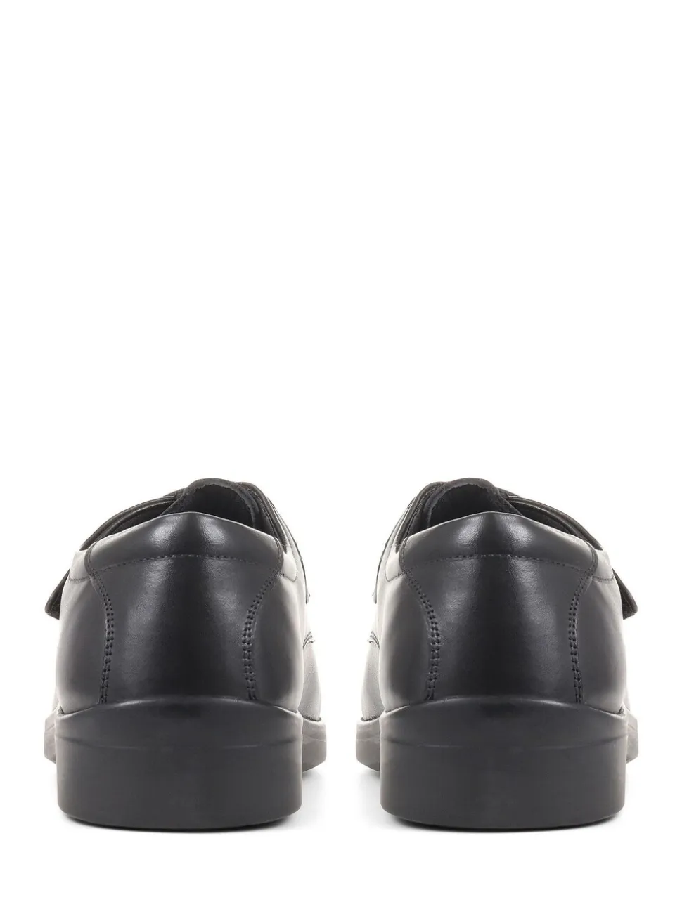 Pavers Black Leather Monk/Touch Fastening Gents Smart Shoes