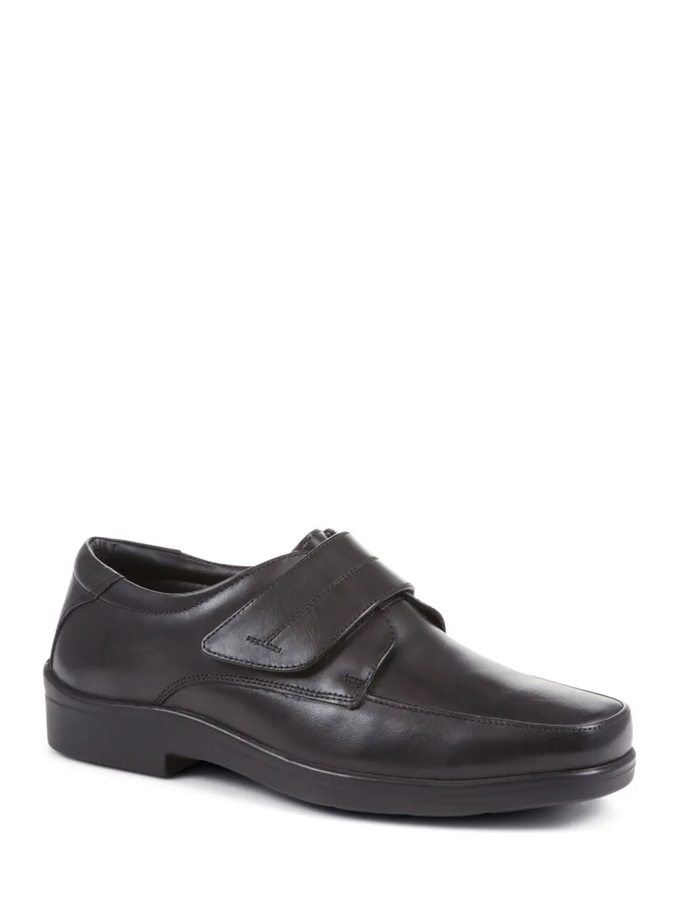 Pavers Black Leather Monk/Touch Fastening Gents Smart Shoes