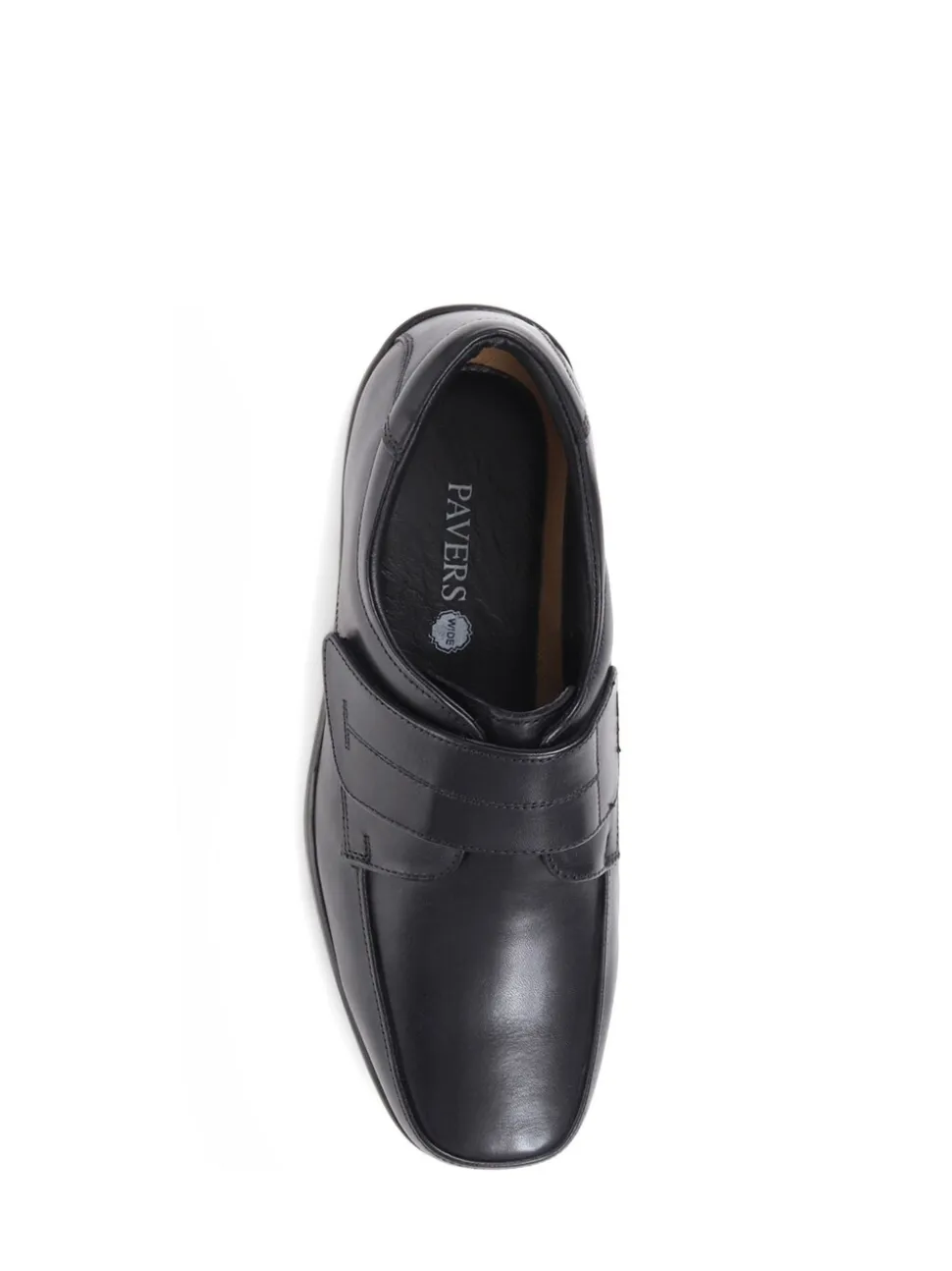 Pavers Black Leather Monk/Touch Fastening Gents Smart Shoes