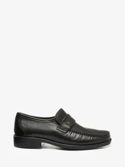 Pavers Black Pavers Gents Black Moccasin Smart Shoes