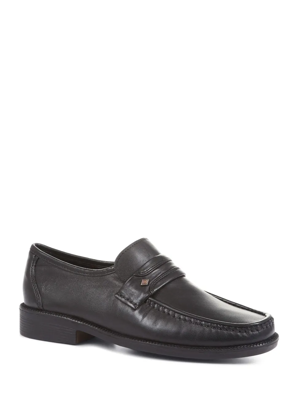 Pavers Black Pavers Gents Black Moccasin Smart Shoes