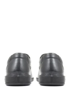 Pavers Black Pavers Wide Fit Leather Slip On Black Shoes