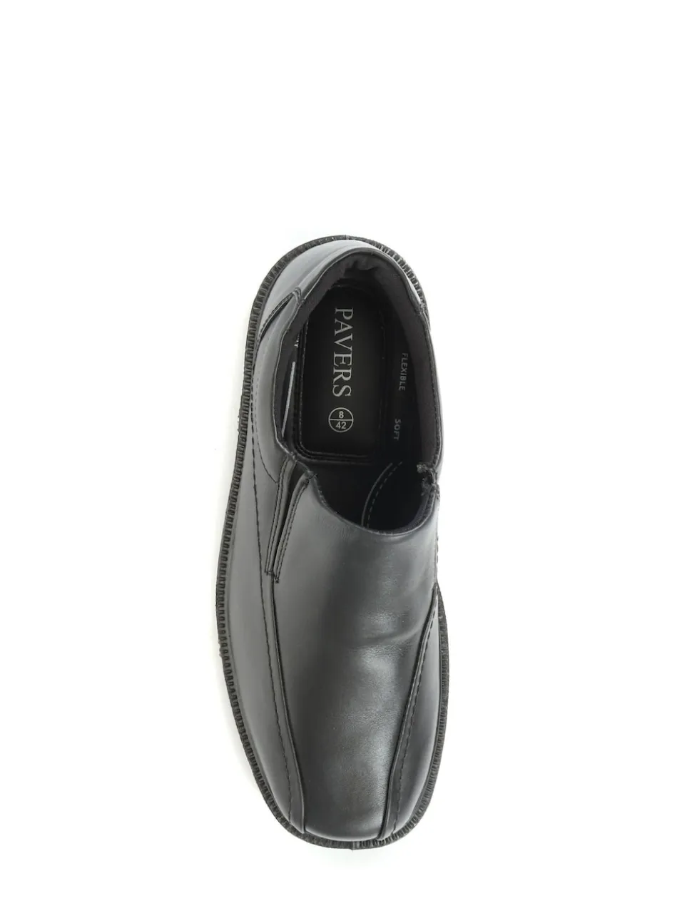 Pavers Black Pavers Wide Fit Leather Slip On Black Shoes