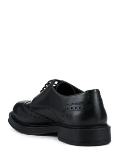 Pavers Black Wide Fit Leather Brogue Derby Shoes