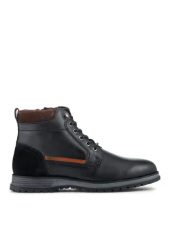 Pavers Black Wide Fit Leather Boots With Grip Sole