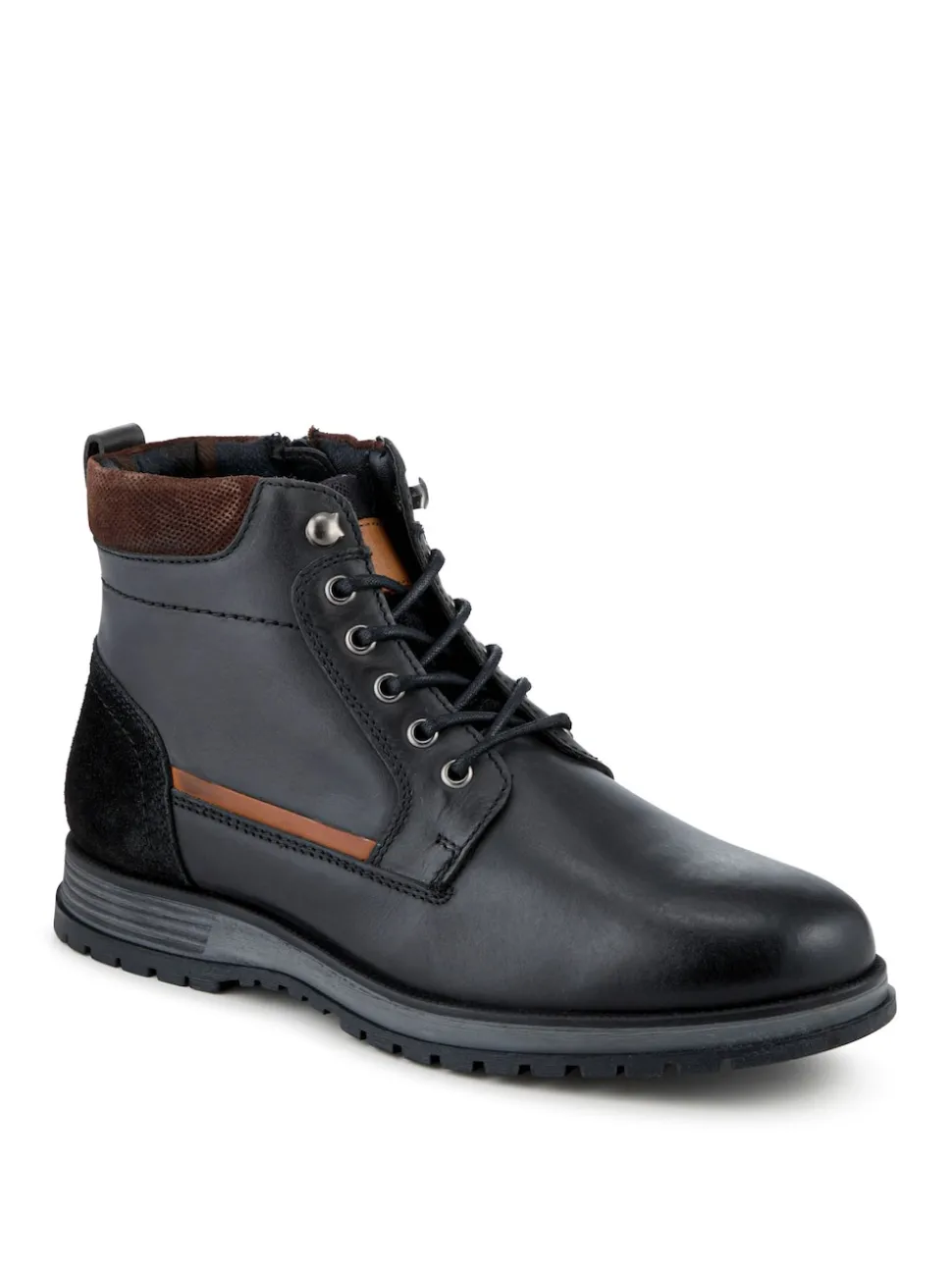 Pavers Black Wide Fit Leather Boots With Grip Sole