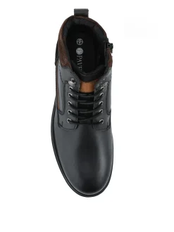Pavers Black Wide Fit Leather Boots With Grip Sole